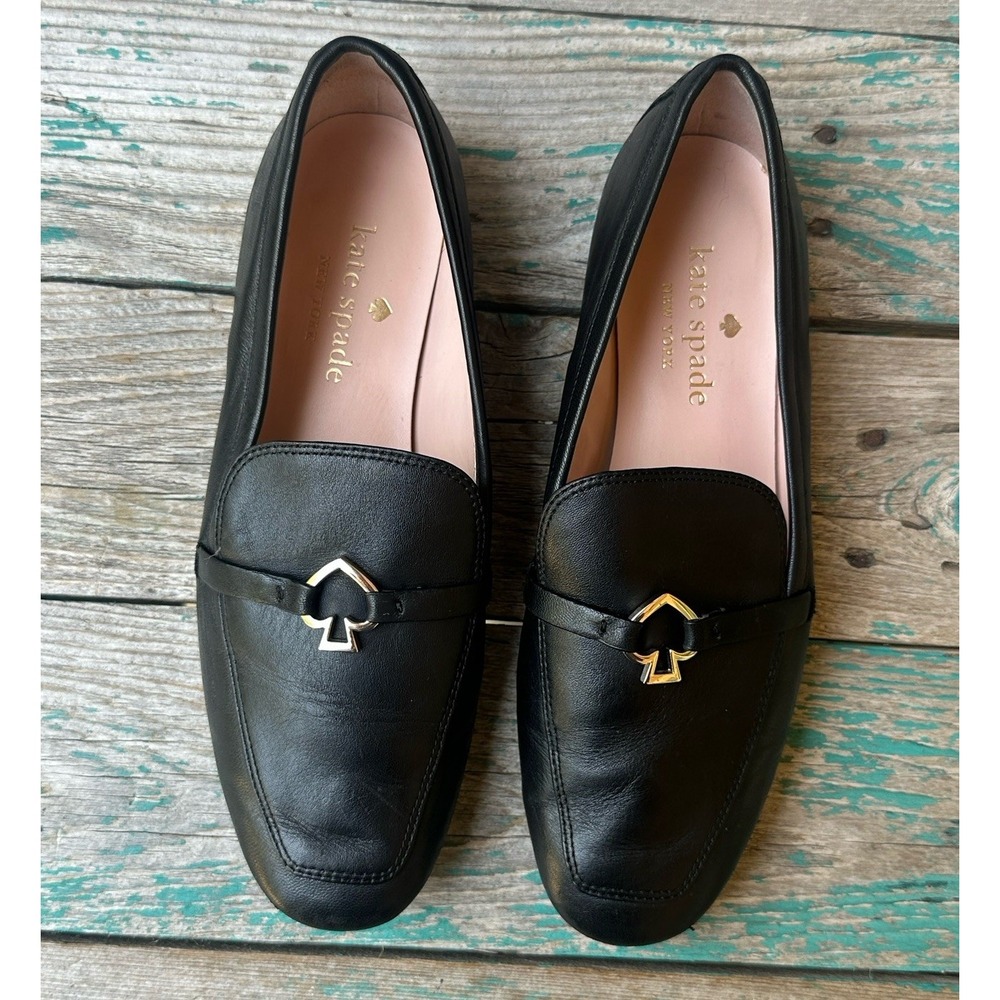 Kate Spade Cape Cod Loafers‎ Flats Women's Size 6B US Black Leather Spade Accent